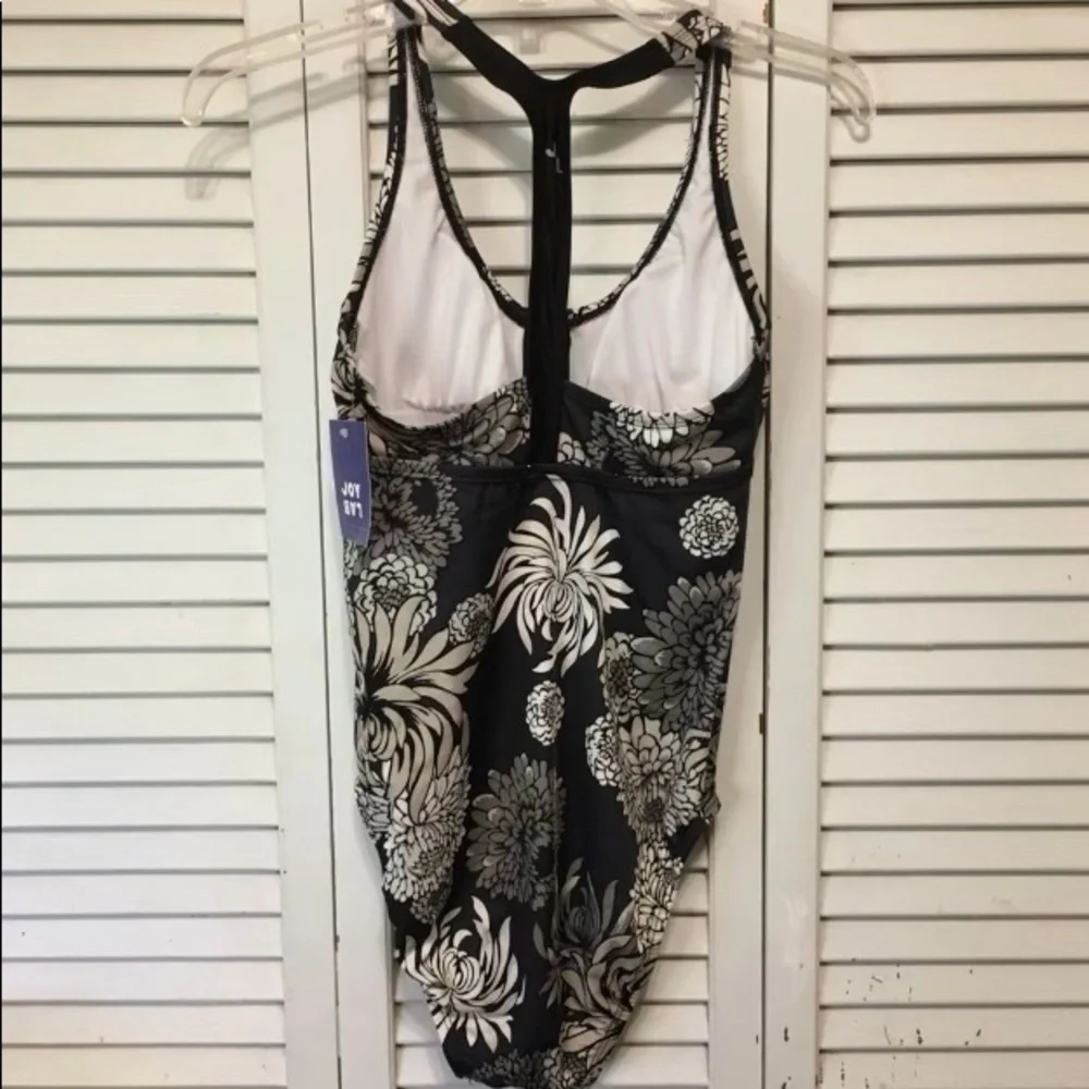 NWT JOY LAB One piece Black & White Swim Suit